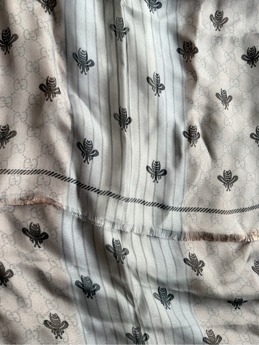Monogram Pattern Beige & Gray Scarf - Picture 3 of 3